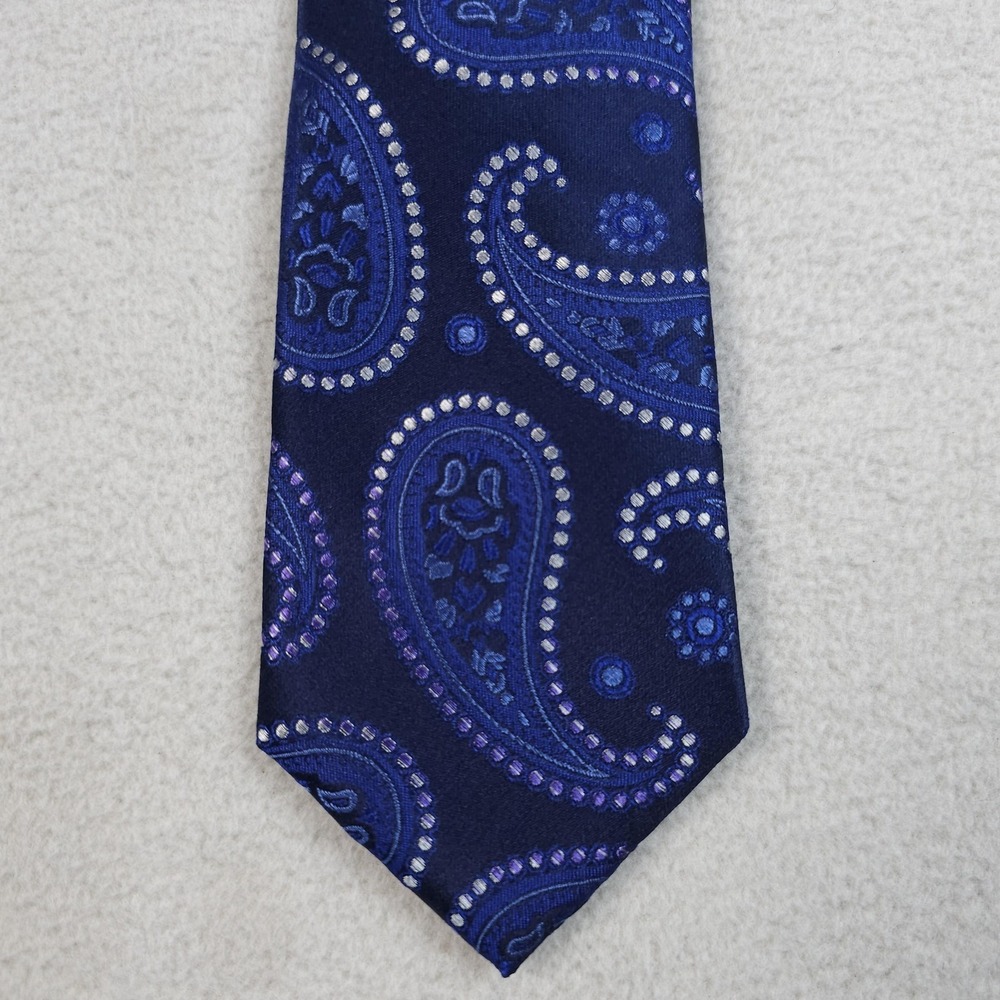 Ted Baker Silk Tie Mens Navy Blue Paisley Neck Tie Luxury Designer Luxury USA